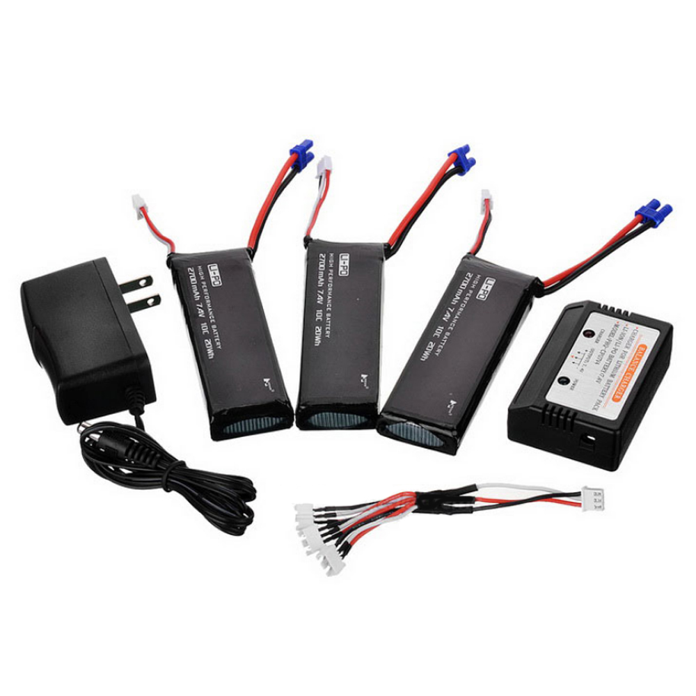 3pcs 7.4V 2700mAh Lipo Battery with 3 in 1 Balance Charger 